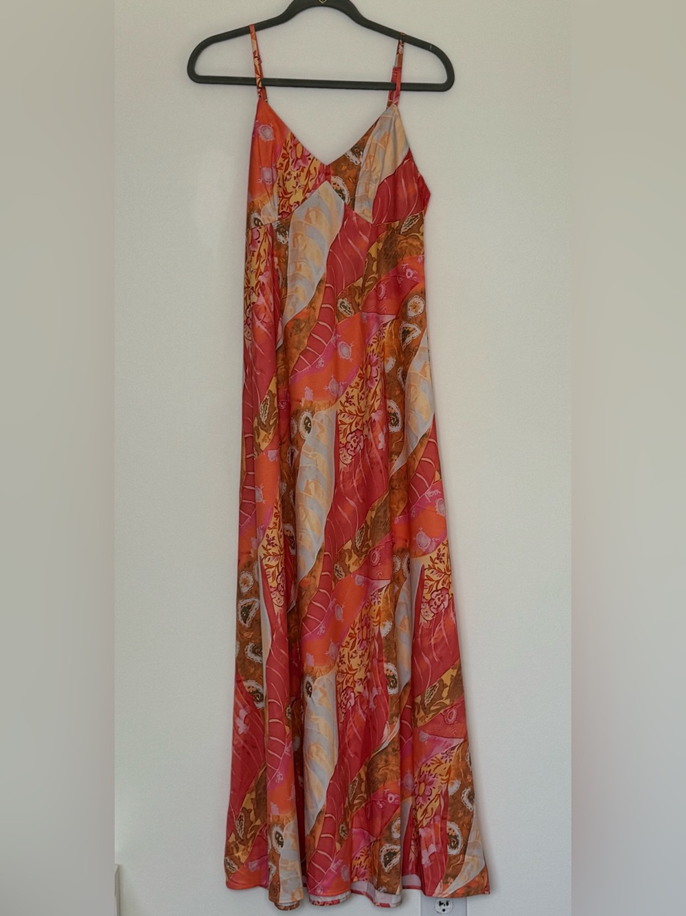 Loragal Vibrant Coral & Pink Printed Maxi Dress